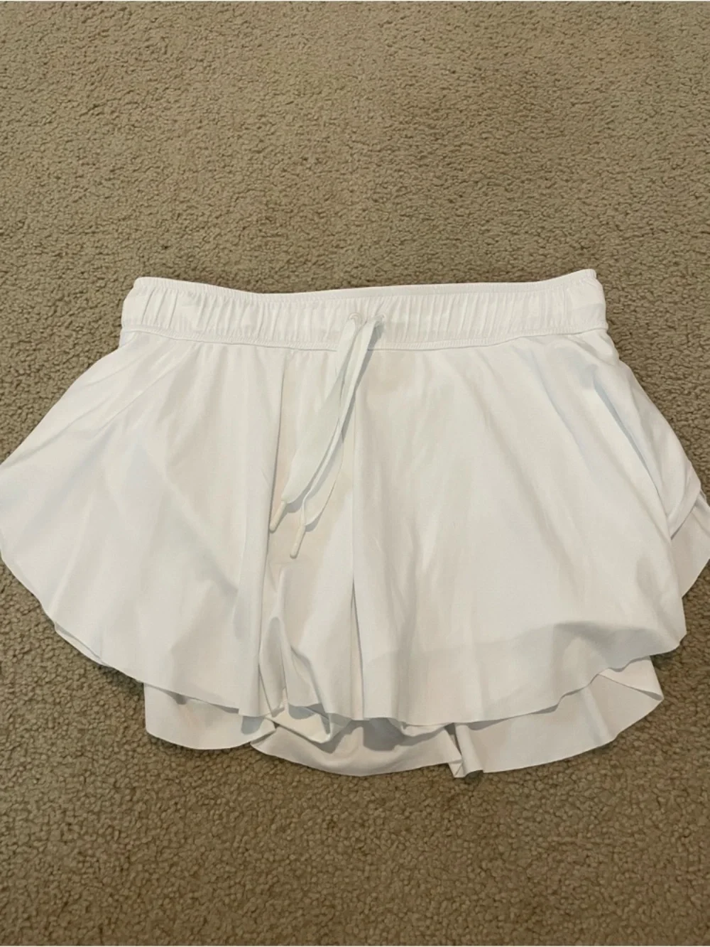 Women's White Layered Drawstring Shorts